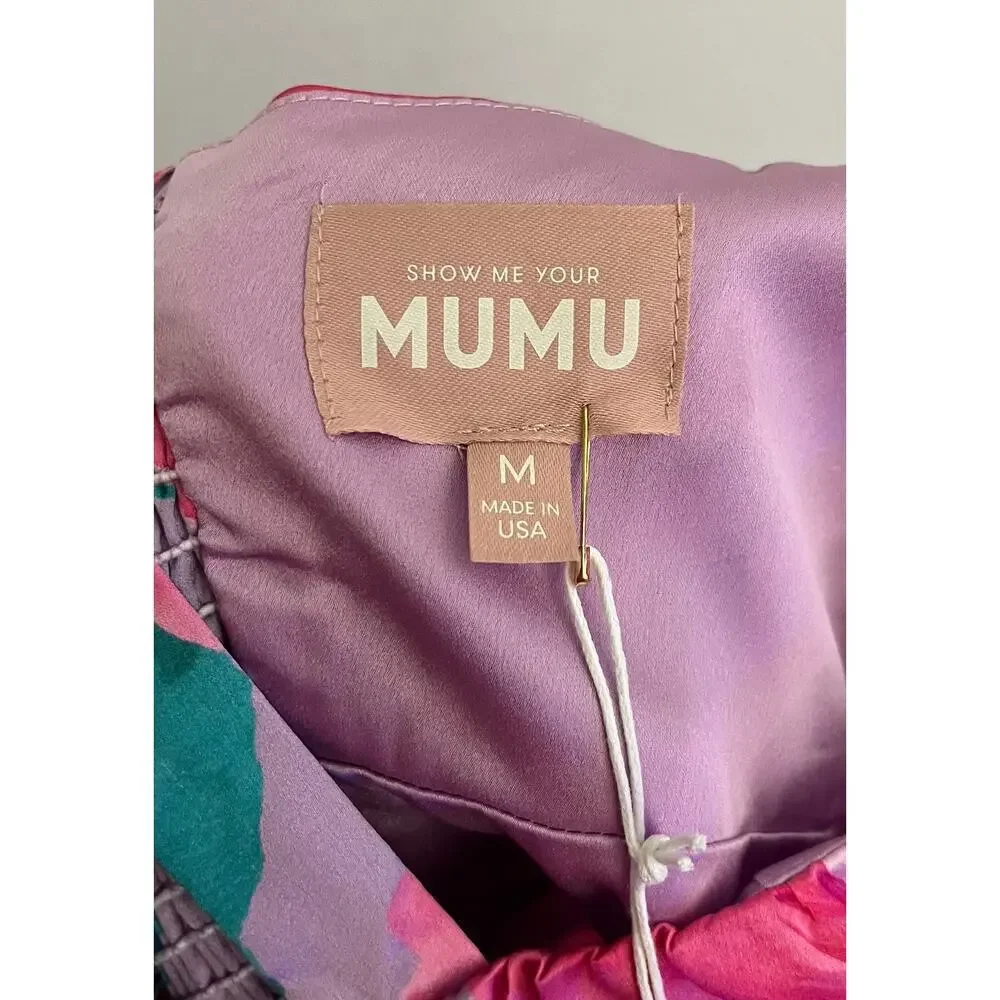 Show Me Your MuMu Satin Floral Ruffle Monique Midi Dress NWT - Picture 6 of 7